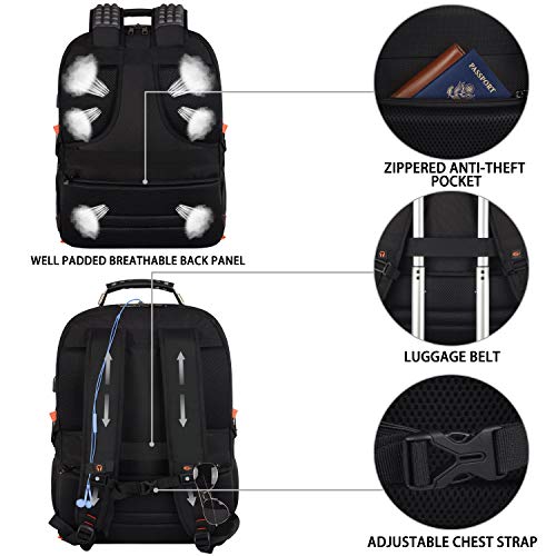 Travel Laptop Backpack,Extra Large 18.4 inch Gaming Laptop Backpacks,Big Capacity TSA Friendly RFID Anti Theft Pocket College unisex Heavy Duty Computer bag, 21.5*16.3*9.9 inch - color: Orange Rfid