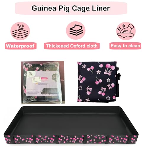 DZWLKJ Waterproof Guinea Pig Cage Liner,Washable Tarp Bottom Base,Cherry Graphic,36"x60", Reusable for Rabbit, Chinchilla, Hedgehog, Ferret & Other Small Animals. - size: C&C 3x5(36x60 inches)