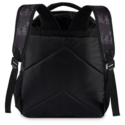 AI ACCESSORY INNOVATIONS Stranger Things Backpack with Character Graphic Pattern, Black, 16x12x5 Inches, Polyester, 3 Pockets, Water Repellent, Adjustable Straps, Padded Back - color: Stranger Things