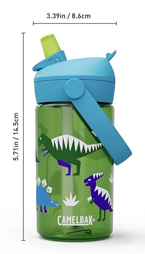 CamelBak Thrive Flip Straw Kids Water Bottle with Bite Valve, Tritan Renew Design for School and Travel, 14oz, Hip Dinos - color: Hip Dinos