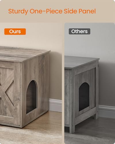 Feandrea Cat Litter Box Enclosure, Litter Box Furniture Hidden, Indoor Cat House, End Table, 27.6 x 19.7 x 19.7 Inches, Heather Greige UPCL022K01 - color: Greige, size: M（27.6"L x 19.7"W x 19.7 "H）