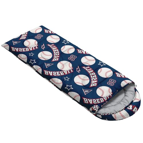 QOOMO Camping Sleeping Bags,3 Season Warm & Cool Weather,Lightweight,Waterproof Sleeping Bags for Adults & Kids,Traveling,and Outdoors,Camping Gear Equipment - color: Baseball 8