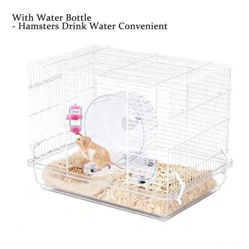 6.5" Hamster Exercise Wheel with Drinking Bottle, Hamster Exercise Wheel for Gerbils, Syrian & Dwarf Hamsters, Chinchillas, Hamster Running Wheel Noiseless Spinning Design for Other Small Pets, Clear - color: Clear, size: 6.5" with Drink Bottle