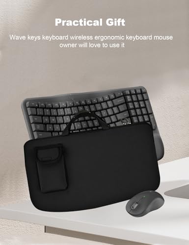 Portable Keyboard Sleeve for Logitech MK670/Wave Keys Ergonomic Keyboard | Keyboards Travel Bag,Shockproof Waterproof Dustproof Protective Neoprene Sleeve Case(Bag Only) - color: Black