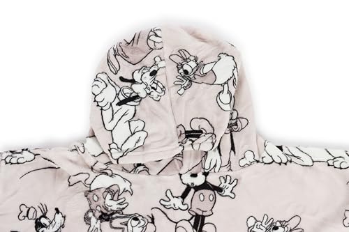 Jay Franco Wearable Throw Blanket – Oversized Plush Hooded Blanket with Pocket, Ultra Soft Cozy Fleece Throw for Lounging, Travel, Gray - Mickey and Friends, 34x38 - Adult - color: Gray - Mickey and Friends, size: Adult
