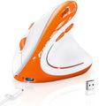Uineer Vertical Ergonomic Mouse, Wireless Bluetooth Mouse, 3-Device | Switch among 3 devices via dual Bluetooth and 2.4G; rechargeable with 7-color ambient lighting. - color: Orange