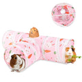YUEPET Guinea Pig Tunnel, Guinea Pig Toys, 3-Way Play Tunnel Hideout, Pink | Guinea Pig Play Tubes, Collapsible Design, Hanging Play Ball, Folds for Storage, for Bunny Chinchilla Ferret Hamster - color: Pink