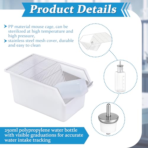 LemonRoad 2 Pack Lab Mouse Breeding Cage 11.8"x7"x5.8" with 250ml Water Drinking Bottle Laboratory Rat Rodent Breeding & Weaning Cage for Small Lab Animals - size: 11.8"x7"x5.8", style: Classic