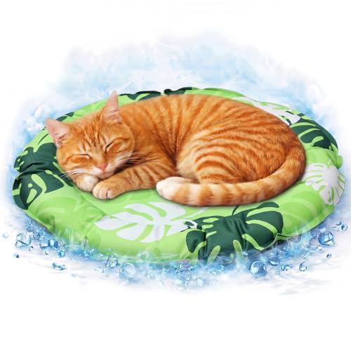 Drydiet Pet Cooling Mat for Cats & Small Dogs, Gel Pad, Washable, 20.1 in | No water or refrigeration needed; washable, scratch-resistant gel mat keeps cats and small dogs cool indoors or outdoors. - color: Green Plant
