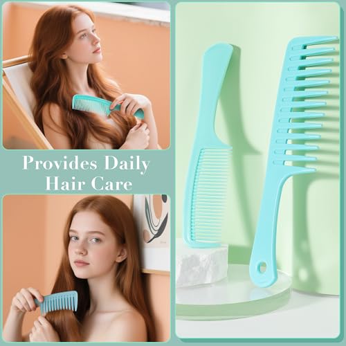 SALONSILK Mint Green 4PCS Professional Comb Set, Wide Tooth Rat Tail Fine Tooth Hair Combs, Braiding Cutting Barber Styling Curly Parting Set for Men and Women - color: Mint-4 PCS