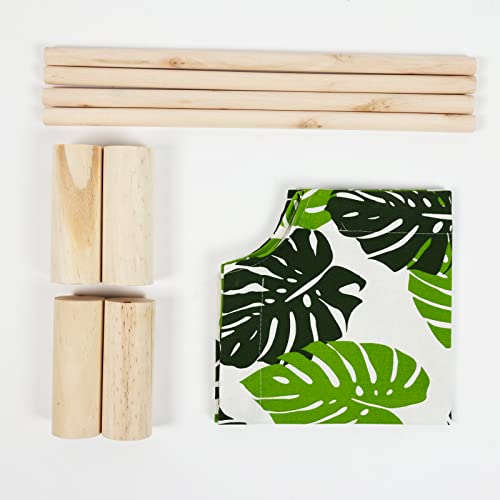 Patas Lague Cat Hammock Bed Small Eleveted Dog Bed 19x19 in Monstera Leaf | Brethable Wooden Pet Bed, Cooling Rabbit Cot, Outdoor Cat Furniture For Summer - color: Monstera Leaf