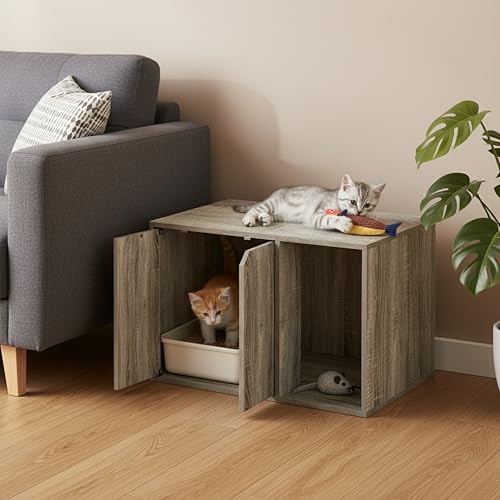 Furinno Peli Small Litter Box Enclosure, French Oak Grey - color: French Oak Grey, size: Small