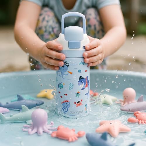 Sea Animal Kids Insulated Stainless Steel Water Bottle 16 Oz, Travel Tumbler for School, Sports for Girls, Boys Christmas, Birthday, Back To School (Pirate Theme) - color: Sea Animal