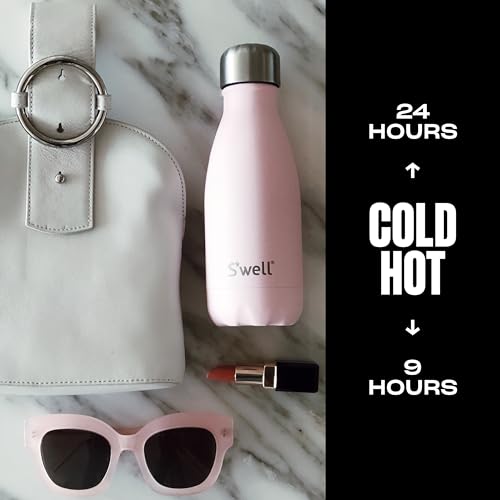 S'well Stainless Steel Water Bottle, 9oz, Pink Topaz, Triple Layered Vacuum Insulated Containers Keeps Drinks Cold for 24 Hours and Hot for 12, BPA Free, Perfect for On the Go - color: Pink Topaz, size: 9 Ounces