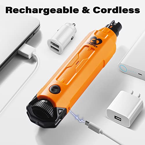 Casfuy 6-Speed Dog Nail Grinder - Newest Enhanced Pet Nail Grinder Super Quiet Rechargeable Electric Dog Nail Trimmer Painless Paws Grooming & Smoothing Tool for Large Medium Small Dogs (Orange) - color: C-Orange