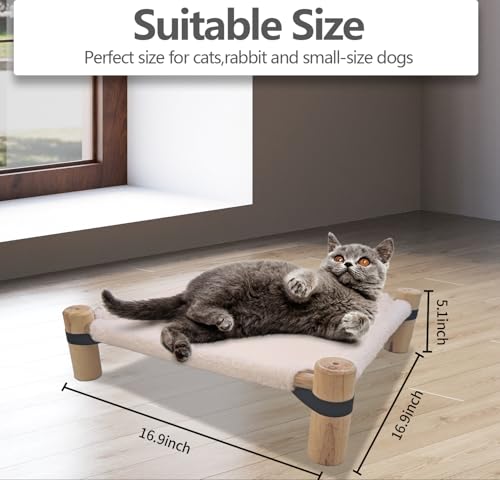 Pozico Cat Hammock Bed – Wooden Elevated Cat/Dog Bed with Fluffy Winter Fabric – Raised Pet Cot Furniture for Small Dogs, Cats & Small Animals – Warm Plush Indoor Lounger – Portable & Washable – Pink - color: Pink