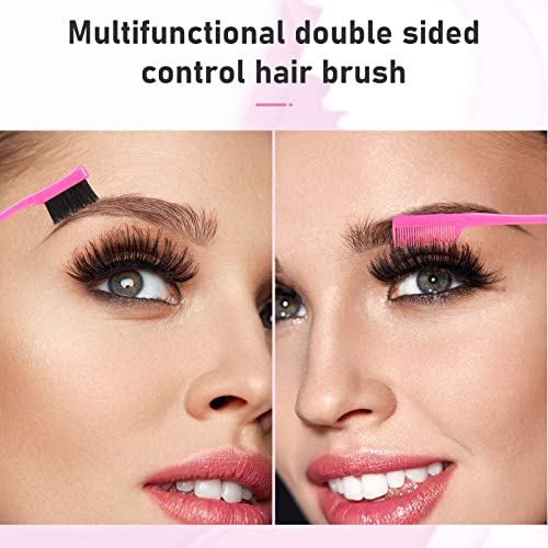 Remerry Hair Brush Set, 12 Pieces Including Nylon Teasing Brushes, Double Sided Hair Edge Brush, Smooth Comb Grooming, Rat Tail Combs & Duckbill Clips (Black, Pink) - color: Black, Pink