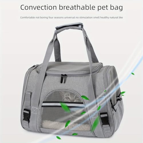 Cat Carrier Bag, Airline Approved Soft Carrier for Cats & Small Dogs | Airline approved pet carrier for pets under 15lb, breathable mesh with privacy cover, lightweight, foldable & washable - color: grey
