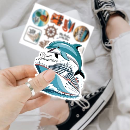 Vybonz Cruise Sticker Ocean Travel Decal Sea Adventure Boat Vacation | Cruise Stickers with Ocean Travel and Sea Adventure for Cruise Lovers, Laptop, Water Bottle, Journal and Notebook Use - color: Cruise, size: 3in
