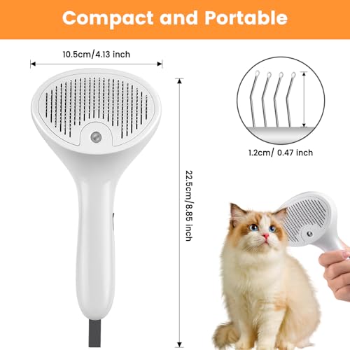 Pet Steam Brush for Dog & Cat, 4 in 1 Self Cleaning Cat Steam Brush for Shedding, Mist Spray Hair Removal Comb for Long Haired Pet Grooming, Effectively Prevents Flying Fur and Reduce Static - color: Off-white