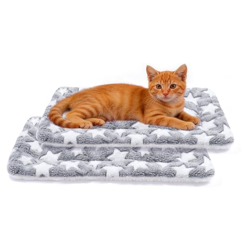 Mora Pets Cat Bed Dog Crate Pad Ultra Soft Pet Bed with Cute Star Print Washable Reversible for Small Dogs 14 x 17.5 inch 2 Pack Grey - color: pack - Grey/Grey, size: 18-Inch