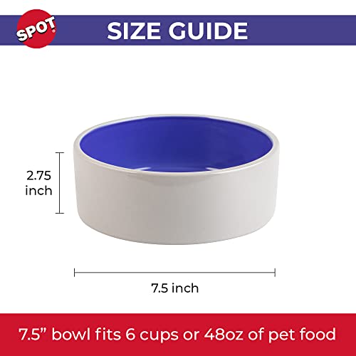SPOT Ceramic Stoneware- Pet Bowl for Medium and Large Dogs, Classic Heavy Duty Non-Slip Ceramic Bowl for Food and Water - 7.5in Diameter - size: 7.5"