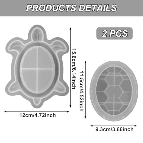 2Pcs Silicone Turtle Box Resin Sea Animal Mold with Lid, Reusable Ocean Theme Jewelry Box Storage Container Mould for DIY Clay Craft Projects Trinkets Clay Craft Art