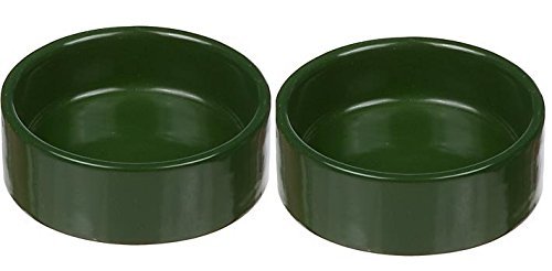 Green Small Ceramic Terrarium Dishes, 3" Diameter X 1" High (2 Pack)