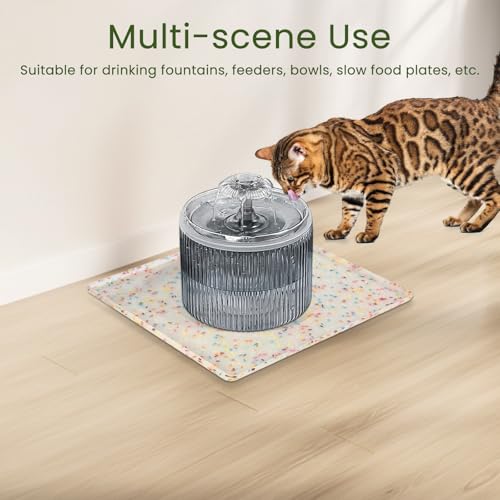 Ptlom Dog Food Mat Anti-Slip Dog Bowl Mats for Food and Water, Waterproof Pet Placemat Prevents Messy Spill to Floor, Silicone Puppy Feeding Tray for Small, Medium and Large Dogs Cats - color: Donut-White, size: 11.8"L x 11.8"W