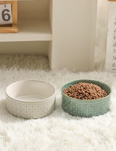 Ceramic Dog Bowl, 6.5 inch Pet Dog Food Bowl Water Bowls, Dogs Dish for Middle and Small Dogs, Puppy, Green - color: Green