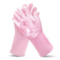 Pet Grooming Gloves—Dog Washing Gloves with High-Density Teeth | Dog Bath Scrubber with Enhanced Five Finger Design, Silicone Gloves for Dogs and Cats Bathing, Massage (Pink) - color: Pink
