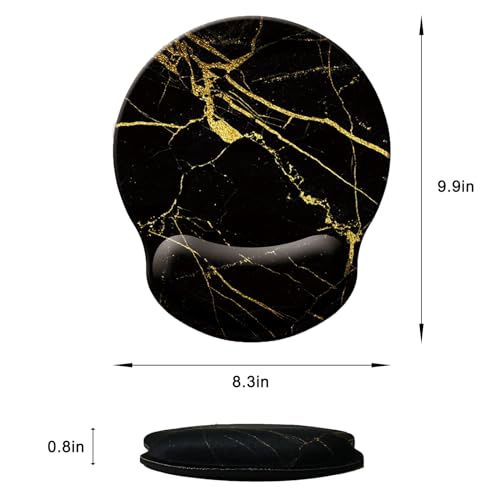 Mouse Pad with Wrist Support, Ergonomic Mouse Pad with Memory Foam Wrist Rest Cushion, Non-Slip Rubber Base Gaming Mice Pad for Home Office Computer Laptop, Black Golden Marble - color: Black golden marble