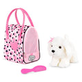 Pucci Pals Plush Puppy Dog Carrier Set, Maltese Pink Polka Dot, Pet | 3 piece set with 8 inch stuffed dog, comb, and pink polka dot pet carrier purse with mesh front for pretend play, 2+ Years - style: Maltese - Pink Polka Dot Bag