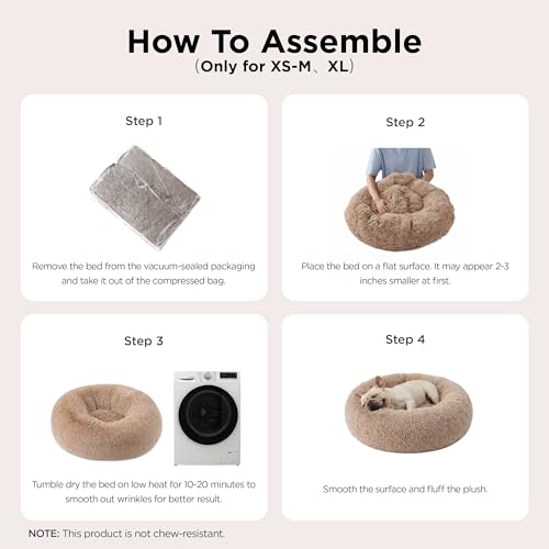 Bedsure Calming Cat Beds Donut Round Washable Kitten Bed,20 inches | Fluffy Faux Fur Cuddler,Anti-Slip Bottom,Anti-Anxiety,Deep Sleeping for Cats&Small Pets Up to 15 Lbs,Frost Grey - color: Frost Grey, size: 20"L x 20"W x 6"Th
