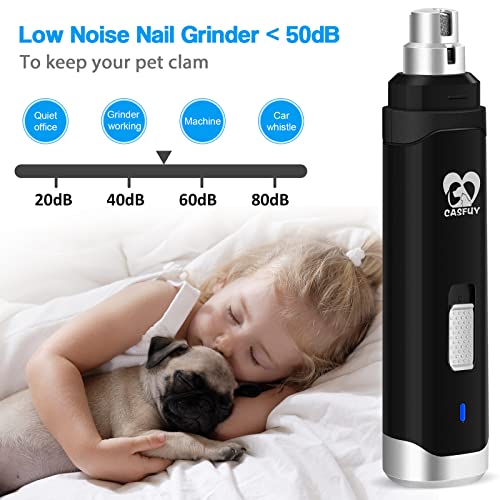 Casfuy Dog Nail Grinder Upgraded - Professional 2-Speed Whisper-Quiet Electric Pet Nail Trimmer Painless Paws Grooming & Smoothing for Small Medium Large Dogs & Cats (Black) - color: D-Black