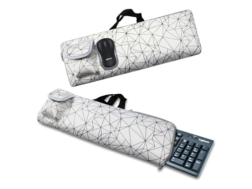Keyboard Sleeve Travel Case for Logitech MX Keys Keyboard(White) | Keyboard Case with Mouse Storage & Cable and Charger Pouch, Soft Neoprene Waterproof shockproof - color: White
