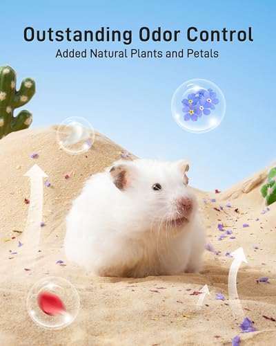 BUCATSTATE Hamster Sand, No-Dust 6.6LB Chinchilla Dust Bath with Pour Spout, 100% Natural Desert Bathing Sand for Syrian Hamster Gerbil Rat Mice Small Animals (Flower Smell) - color: Flower Scent, size: 6.6LB