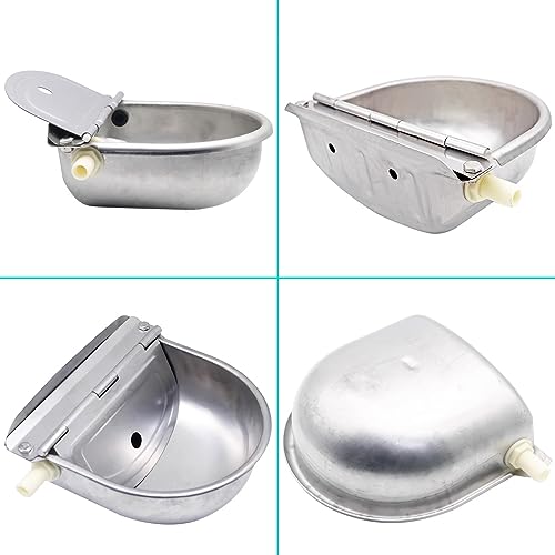 Automatic Animal Water Bowl with Float Valve, 304 Stainless Steel Livestock Water Dispenser for Dog Horse Goat Pig Cow Livestock Water Bowl Kit Includ Pipe Hose, Quick Connecter, Expansion Bolt - size: Automatic Stainless Steel Waterer