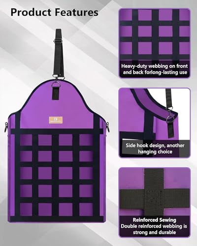 Hay Bags for Horses,2 Packs Slow Feed Hay Bags for Goats,Sheep,Donkey,600D Reinforced Oxford Hay Feed Bags with Front Hay Nets Design, Easy to Fill and Hang with Large Opening (2Purple) - color: 2Purple