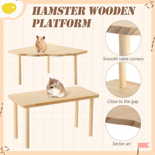 BreezeHug 4 Pcs Hamster Cage Accessories Hamster Platform Hideout Wooden Tunnel Ladder Playhouse Game Climbing Toy with Platform for Pets Dwarf Syrian Mice Degus Gerbils Squirrel(Cloud) - style: Cloud