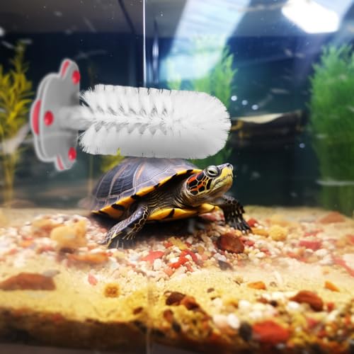 Turtle Brush with Suction Cup, Aquatic Turtle Tank Accessories - color: Red
