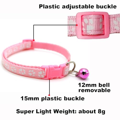 Puppy Collar with Bell, 2-Pack Basic & Reflective Cat Collar with Bells for XXS Xs Small Pet Dogs Boy Tiny Kitten Male Animal, Blue Neck 7-12 inch | Paw Print & Reflective Style, Removable bell, Adjustable, For XXS XS Tiny Male Dogs & Boy Cats Kitten,10 C
