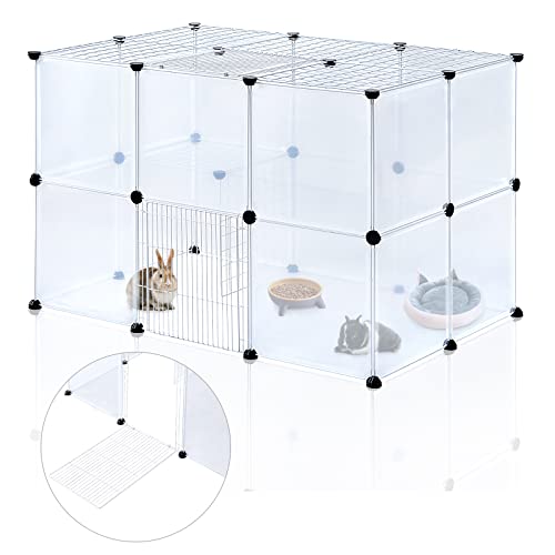 BRIAN & DANY 2-Tier Portable Pet Playpen Indoor with 2 Doors for Puppy, Hamsters, Guinea Pig, Rabbits - 28 Panels, 43.1" x 27.5" x 27.5" - style: 2-Tiers