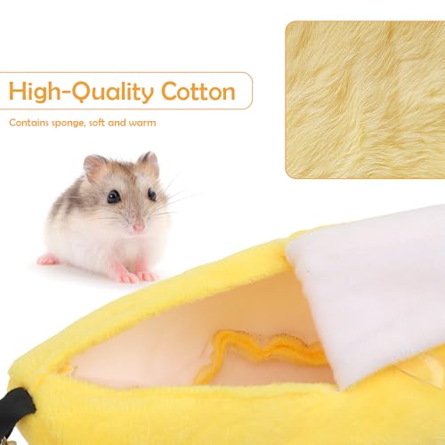 DQITJ 2 Pack Sugar Glider Bed House Hamster Banana Warm Hammock Small Animal Cage Nest (Pink and Yellow)