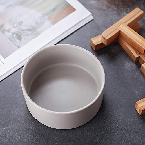Ceramic Elevated Raised Cat Bowl with Wood Stand No Spill Pet Food Water Feeder Cats Small Dogs - color: Grey, size: Medium Dog Bowls 850ML*1
