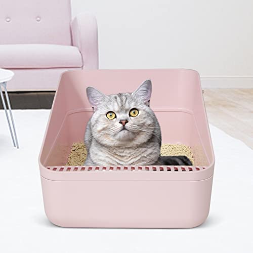 Sfozstra High Sided Cat Litter Box: Open Top Anti Tracking Design | Easy Cleaning / Comfortable Entry / For Cats Under 13 lbs / Apartment Friendly / Everyday Litter Care