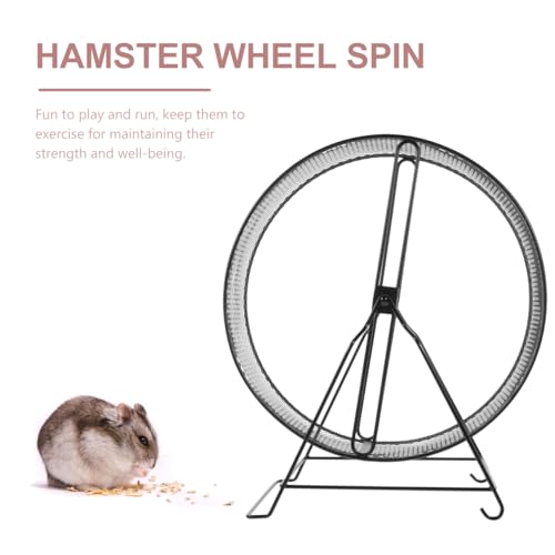 Mikikit Hamster Toys Hamster Wheel, Interesting Running Wheel Mesh Exercise Wheel Household Hedgehog Running Toy with Rack for s Gerbils Rat Small Pet Wheel - color: Black3