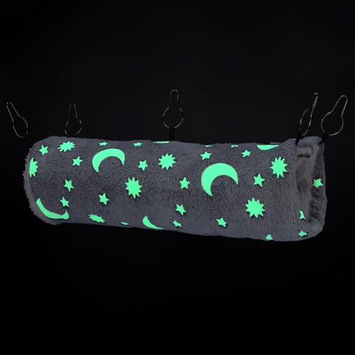 Noctilucent Luminous Grey Guinea Pig Rat Hammock Bunkbed Hanging Tunnel | Hanging Soft Bed Mat for Ferret Hedgehog Squirrel Hideout Cage Accessories (Tunnel and Bunkbed Hammock) - color: Grey