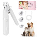 2-in-1 Dog Nail Grinder &Dog Nail Clippers with Light，Cat Nail Clippers ，Ultra-Quiet, USB Rechargeable, Multiple Grinding Methods, and Splash Guard for Large Medium Small Dogs Cats Pets(White) - color: white