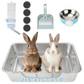 BWOGUE Extra Large Stainless Steel Rabbit Litter Box, Bunny Litter Box Pan | Large Rabbit Litter Box, Steel Grid with Sifting Tray, Low Entry Potty Pan, Easy to Clean, Helps Control Odor, Rabbits - size: XL:23.6in ×15.7in × 5.9inches